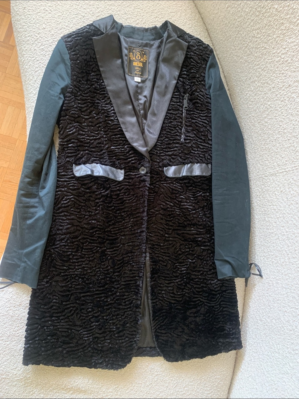 Diesel Astrakhan Fur Long Tuxedo Jacket